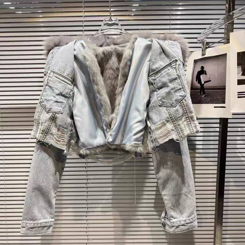 Faux Fur Denim Jacket