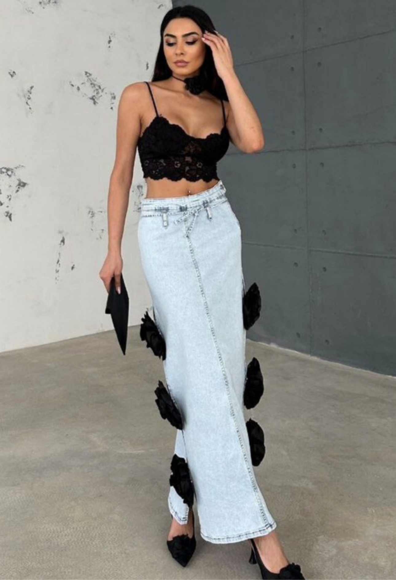 Rose Me Denim Skirt
