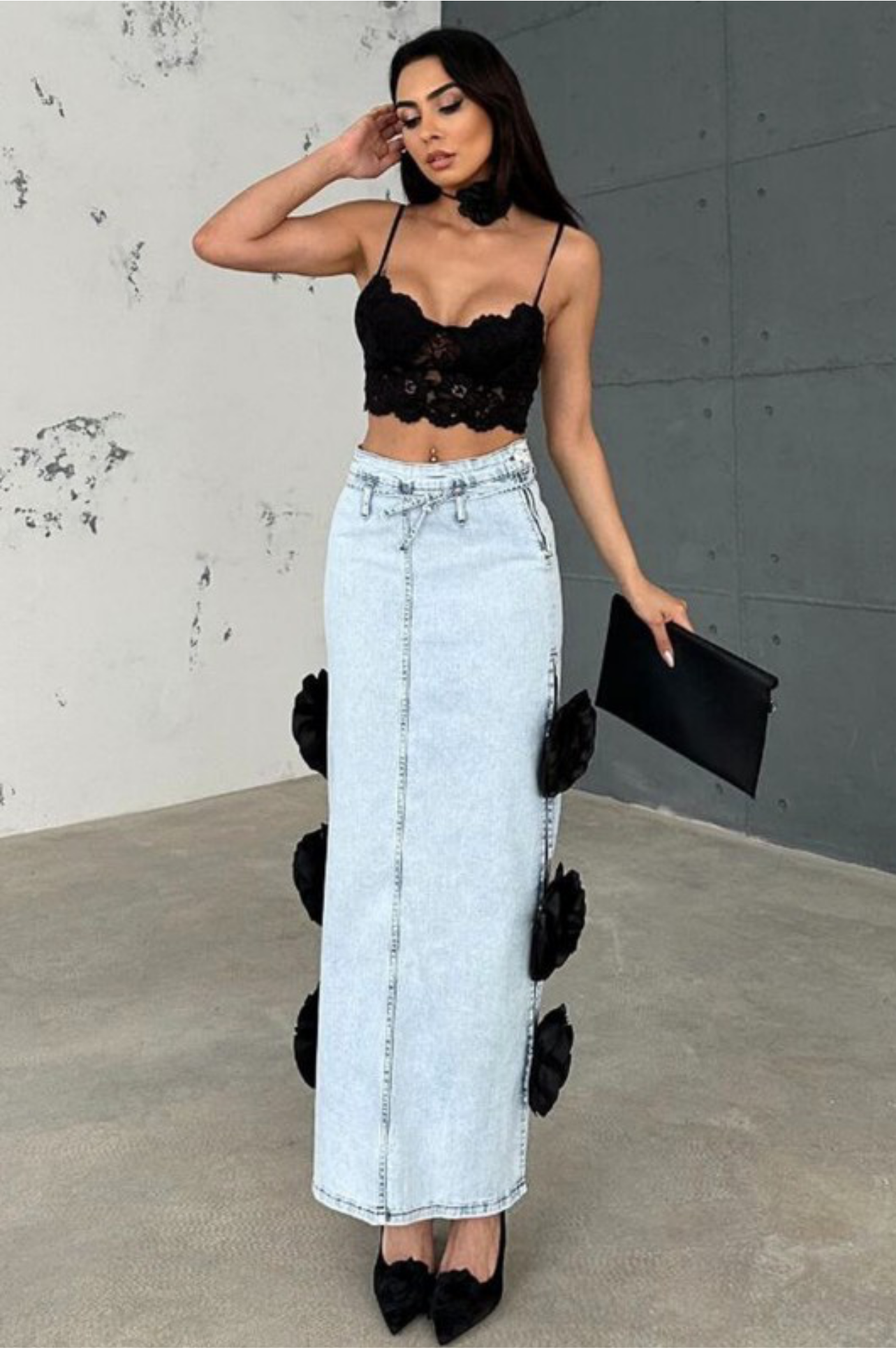 Rose Me Denim Skirt