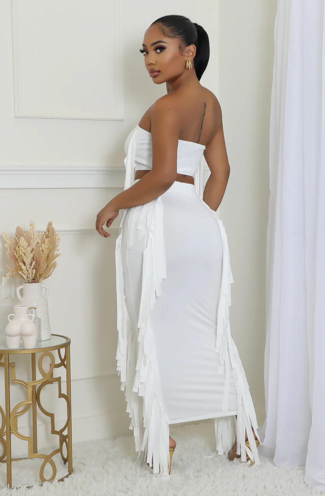 White Fringe Set