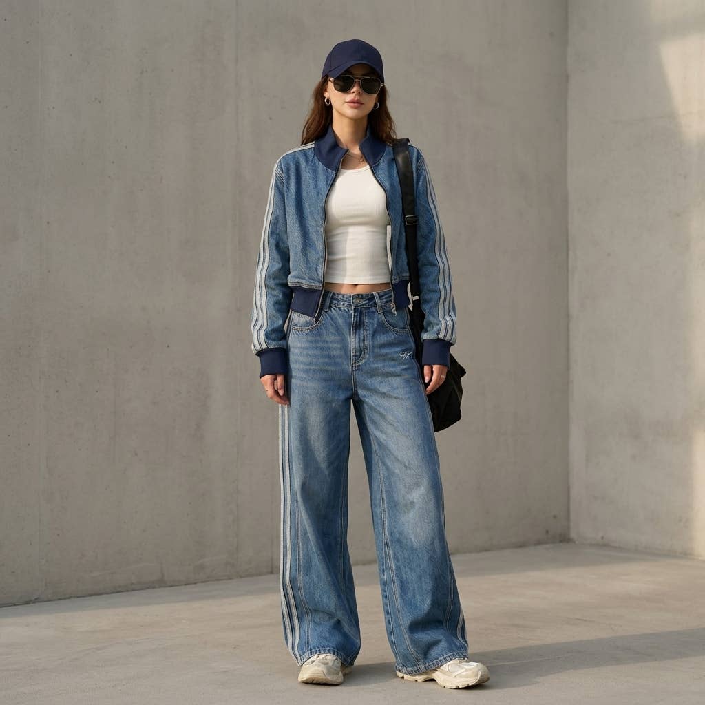 Blue denim suit
