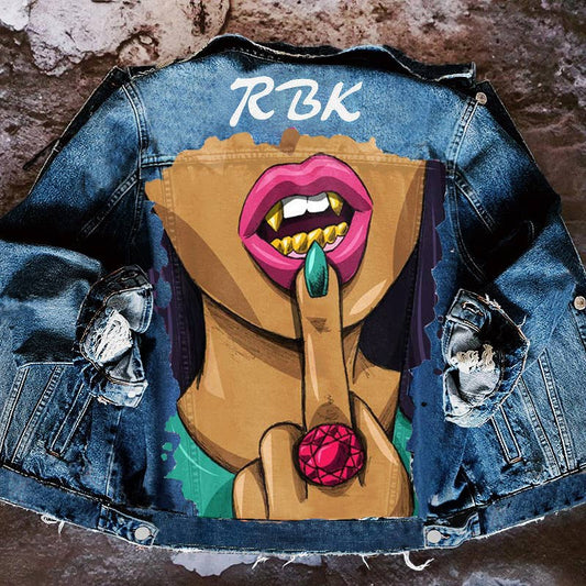 Printed autumn and winter denim jacket