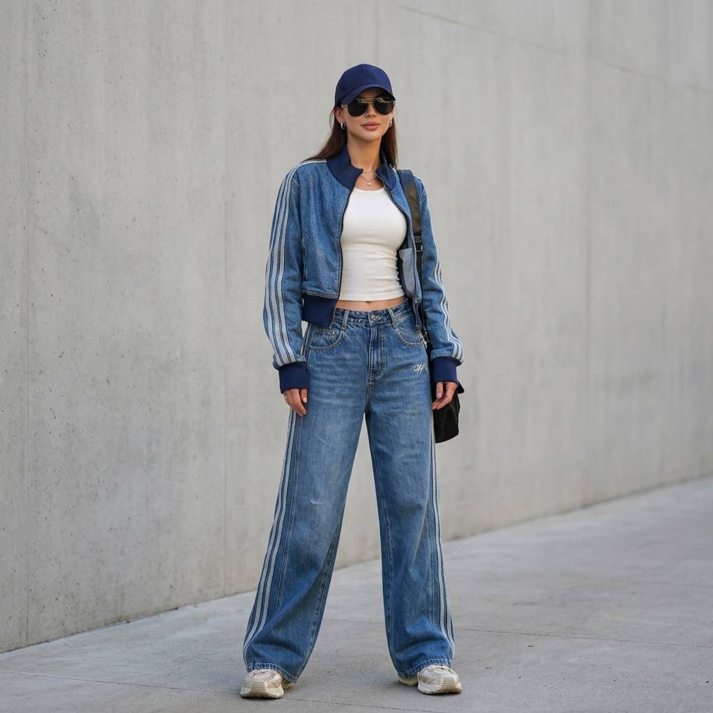 Blue denim suit