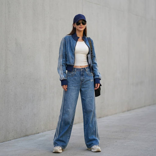 Blue denim suit