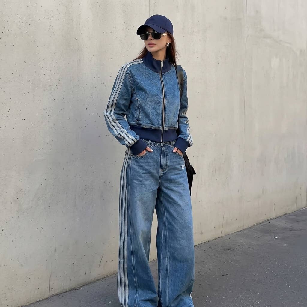 Blue denim suit