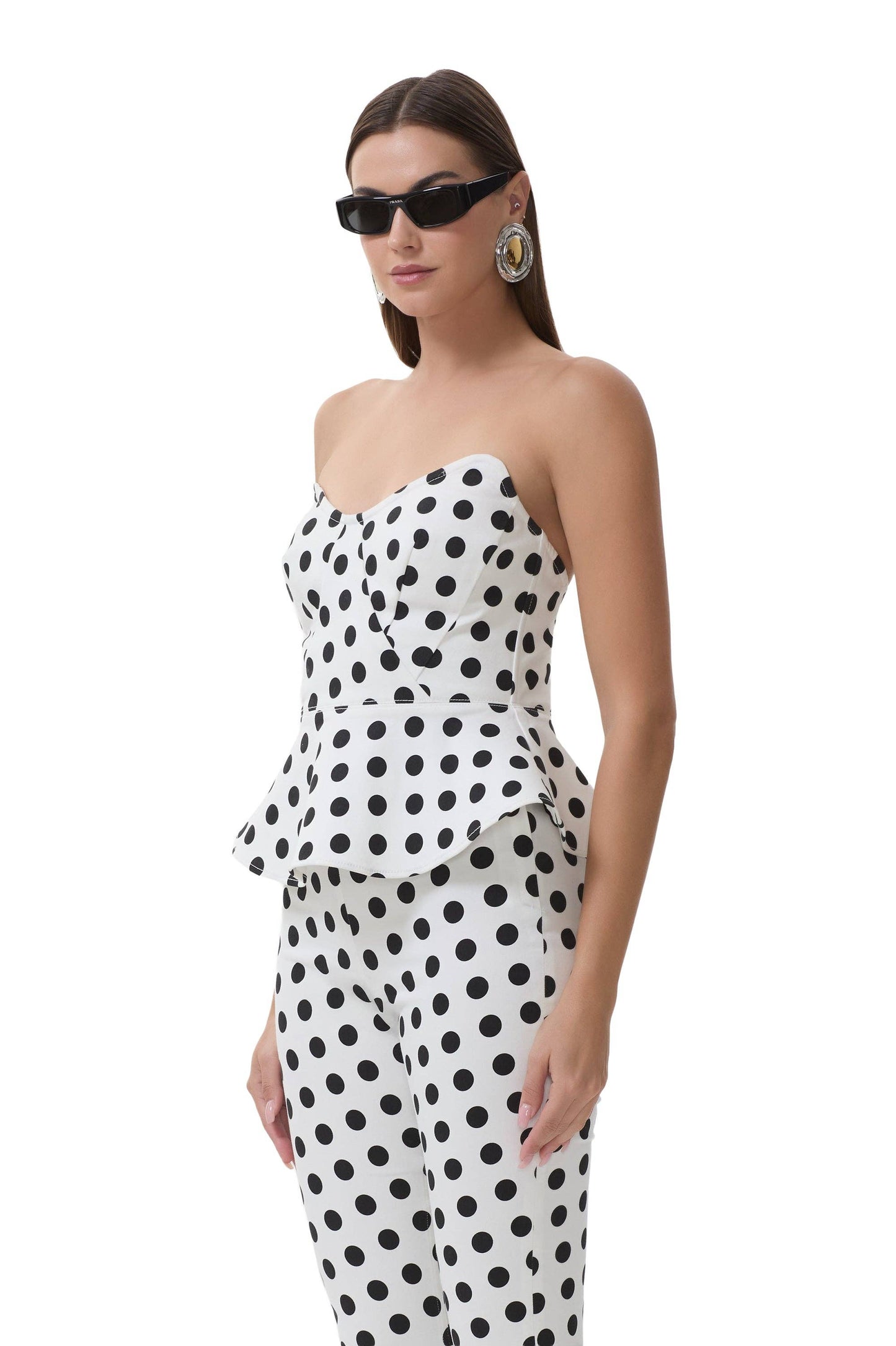 Classy Polka Dot Peplum Set