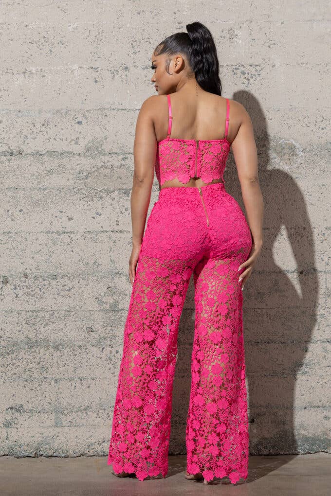 TWO PIECE NON STRETCH LACE SET