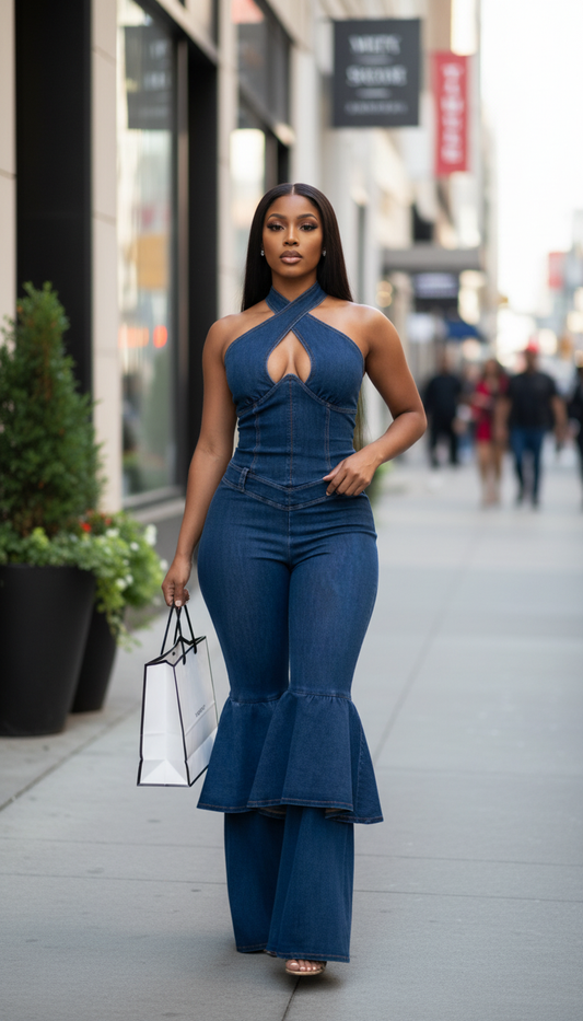 Glow City Denim Jumpsuit