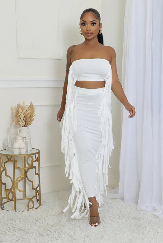 White Fringe Set