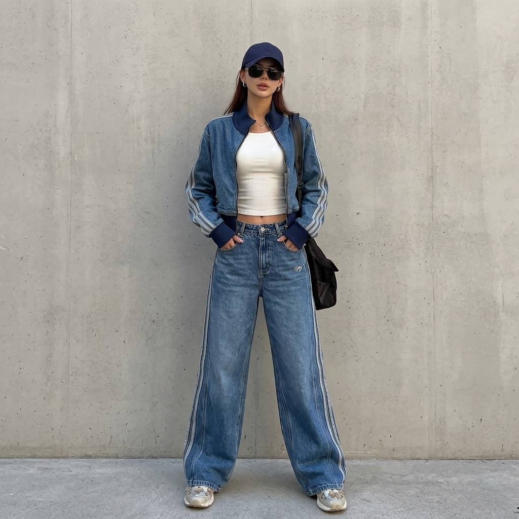 Blue denim suit