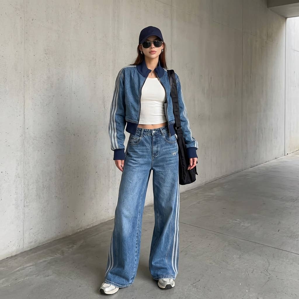 Blue denim suit