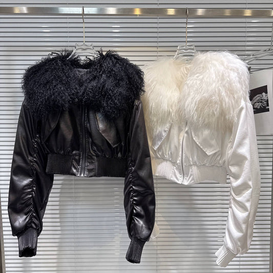 JK261 2025 Winter Fur Collar Padded Coat with Big Pockets