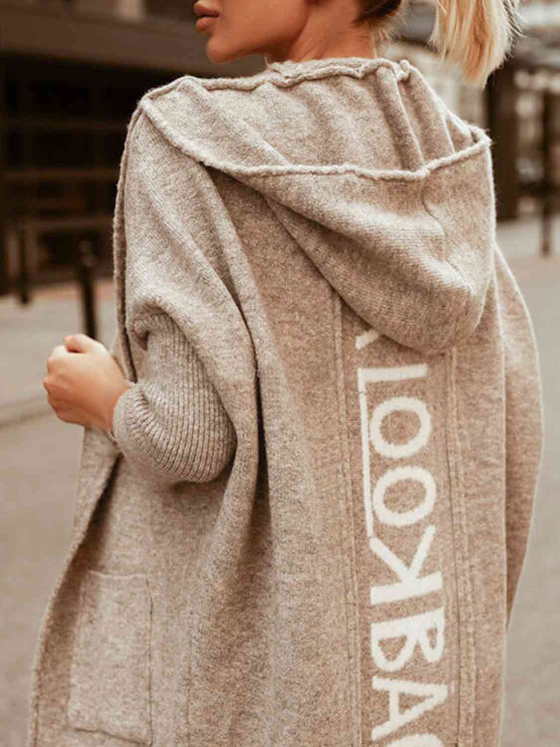 Open Front Hooded Sweater with Pockets