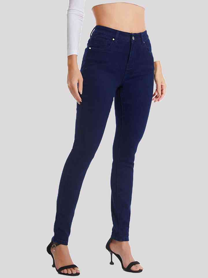 Full Size Buttoned Long Jeans